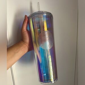 Limited Edition Iridescent Starbucks Tumbler w/ Lid & Straw